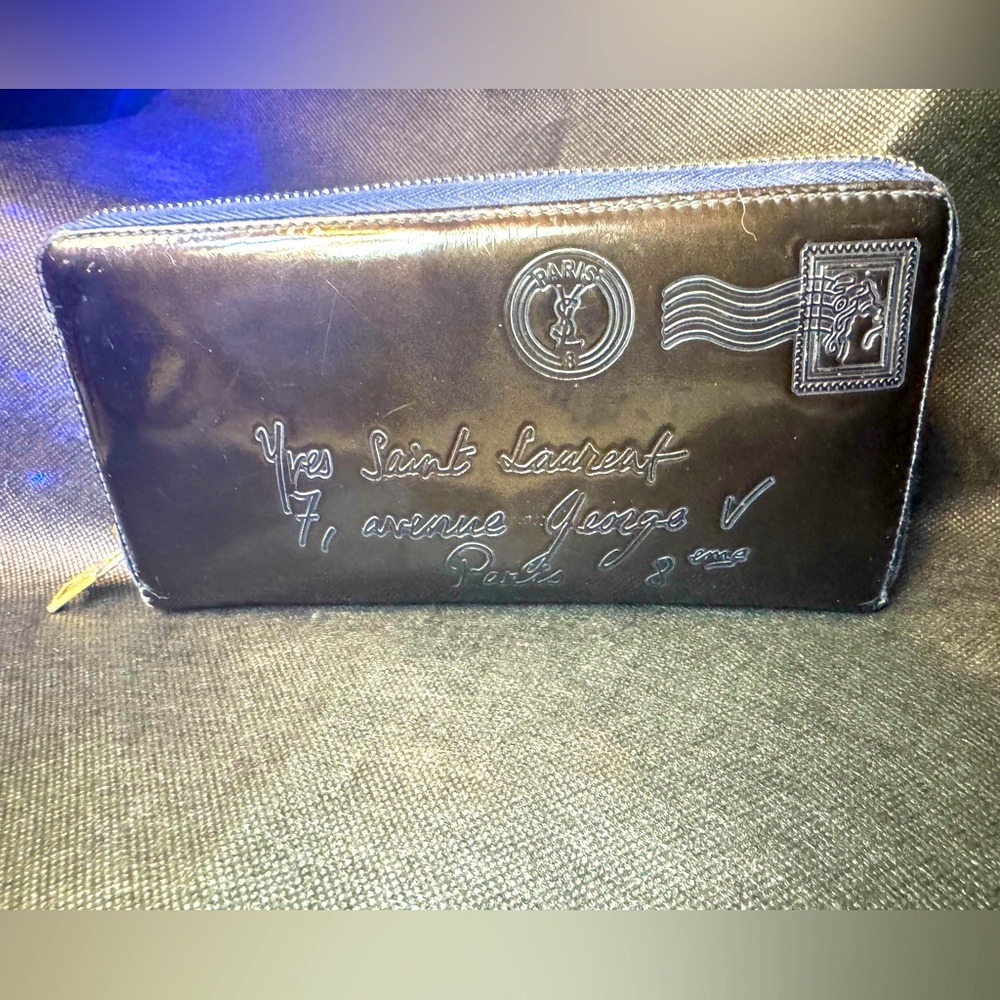 Yves Saint Laurent Authentic Y-Mail Patent Leather Wallet Rare Vintage YSL - Picture 13 of 13